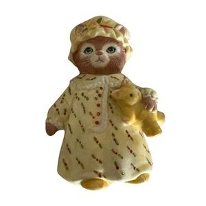 Schmid Vintage 1987 Kitty Cucumber Cat Figurine "Ginger" Dressing Gown with Cat
